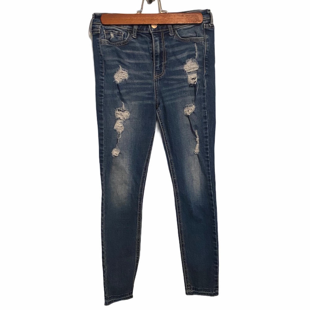 Hollister high rise crop skinny distressed jeans